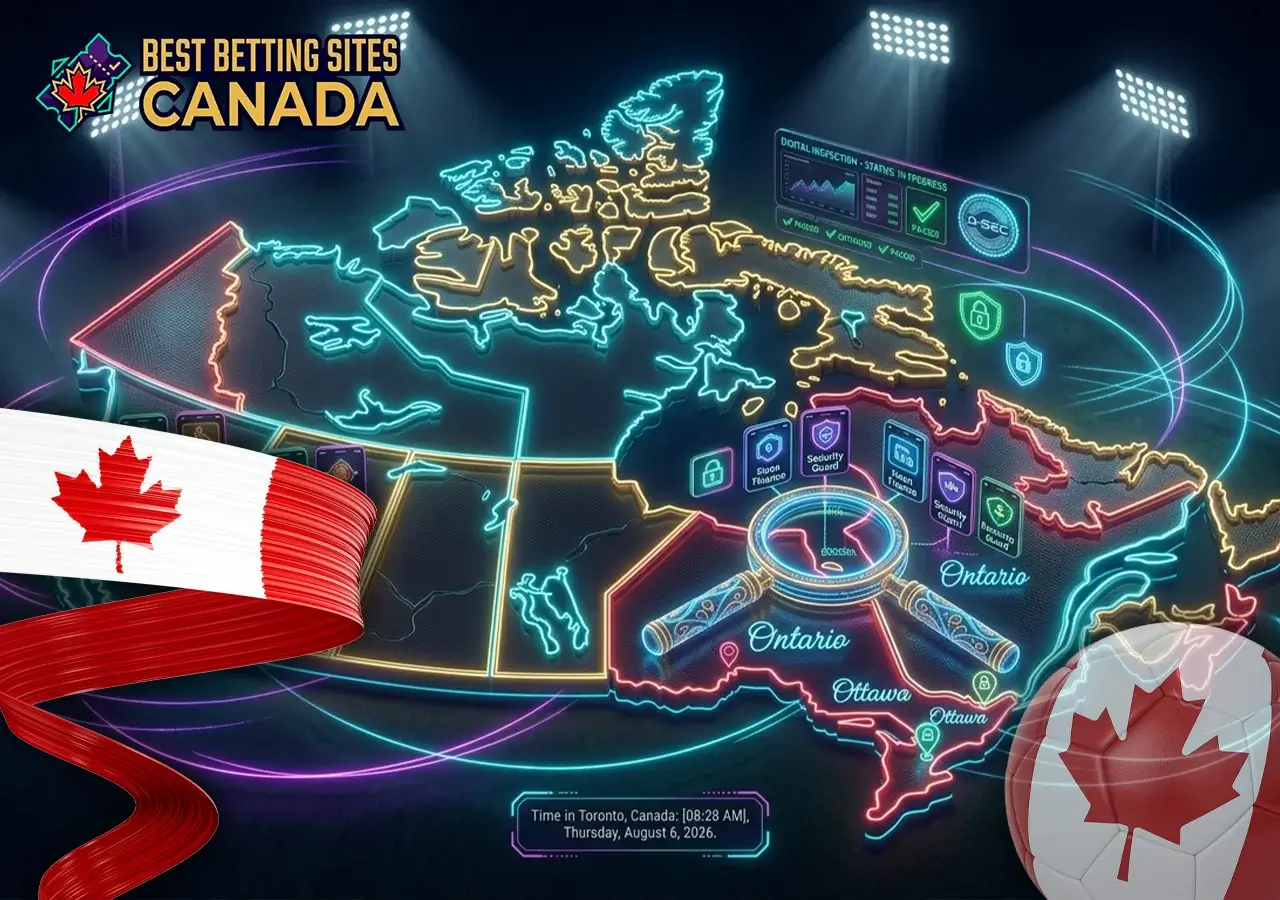 Map of Canadian provinces featuring the top betting apps per region.